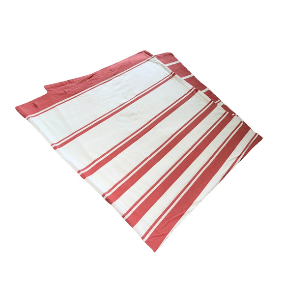 Pier 1 Imports Cotton Cloth Shower Curtain Red Pink White Stripe Bathroom 72x70 - Picture 3 of 4